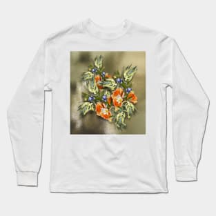 Beautiful flower bouquet on shimmering gold Long Sleeve T-Shirt